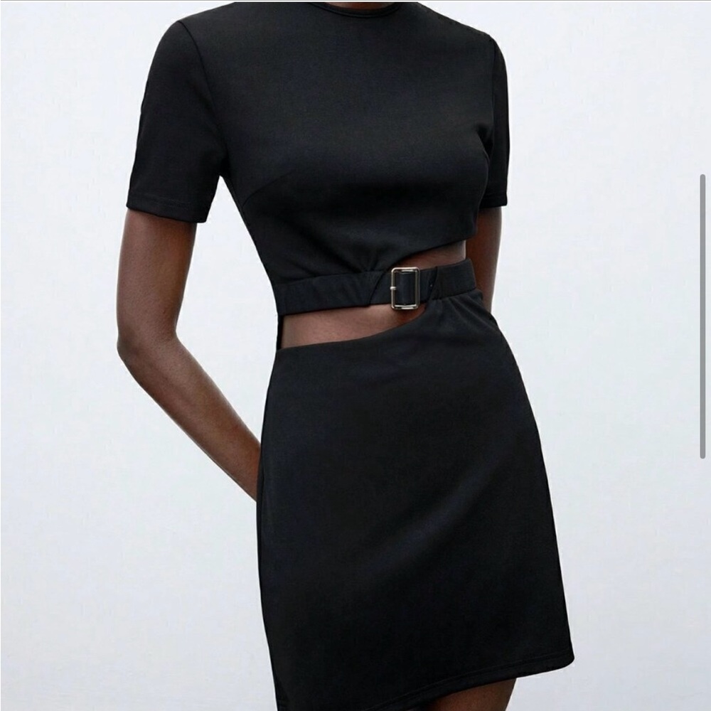 Black Sexy Women's Women Solid Color Hollow Out Waist Bodycon Dress